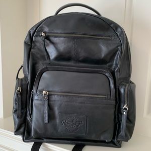 Rawlings Slugger Large Leather Backpack - Black